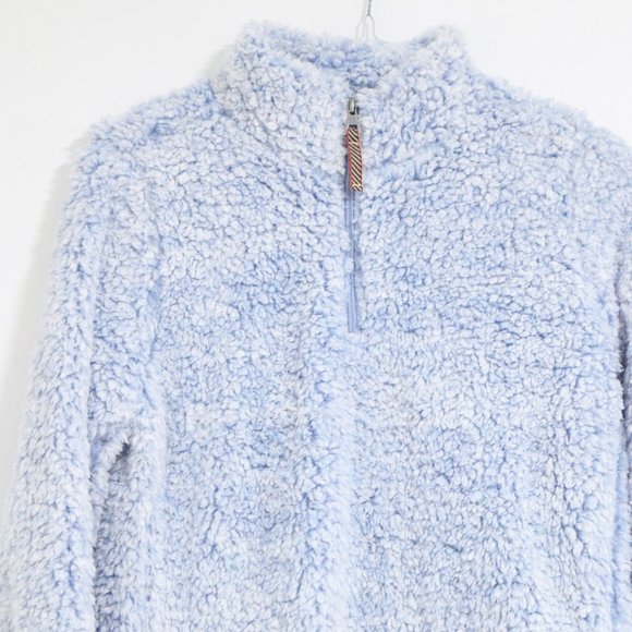 NEW Light Blue Fluffy Cloud Fleece Quarter Zip Pullover Sherpa Jacket | Size M - Picture 9 of 12